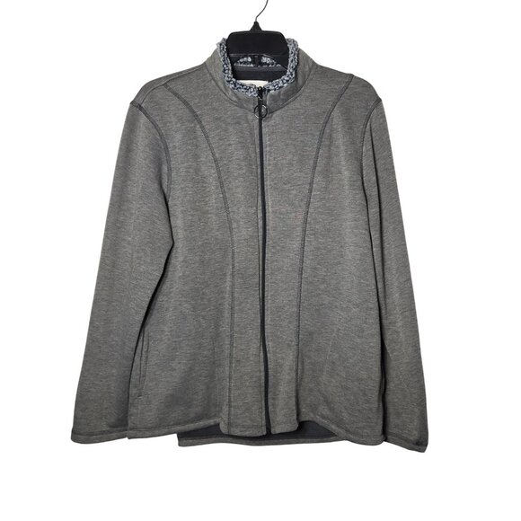 Cuddl Duds Womens Gray Full Zip Jacket Size Large Comfy Winter Sherpa Soft Cozy - Picture 1 of 10